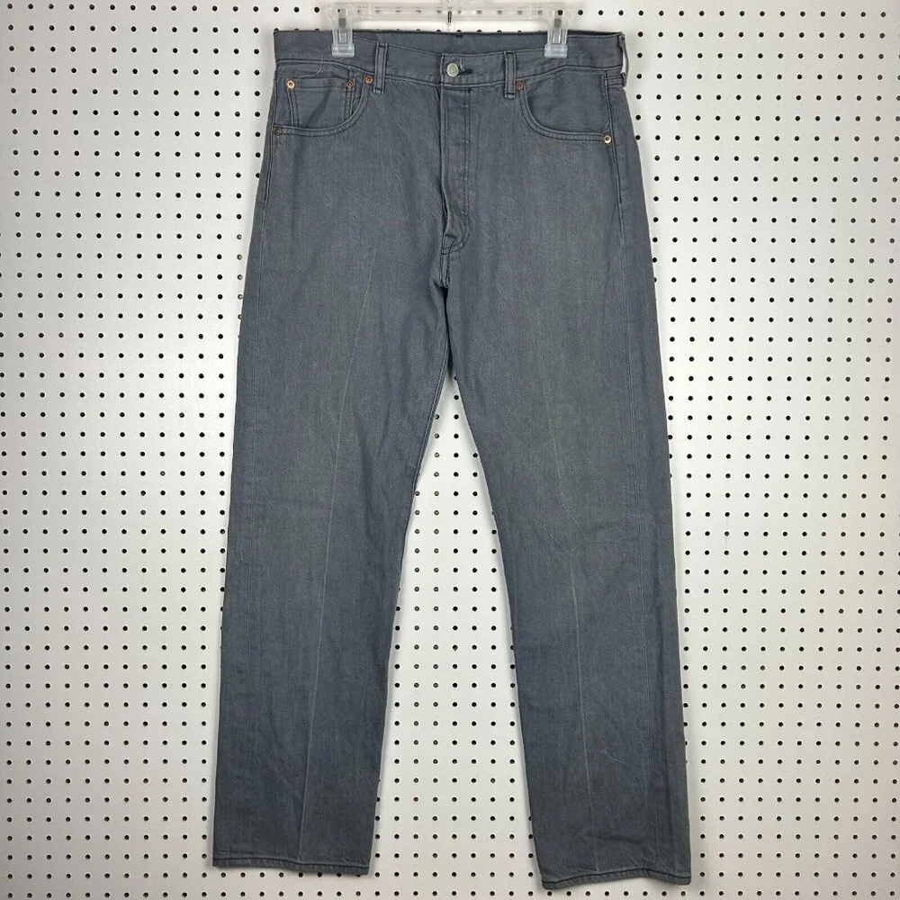 Levis 501 Gray Stone Washed Wide Leg Straight Jeans 34x32 Skater Y2K Denim Punk - Picture 5 of 8